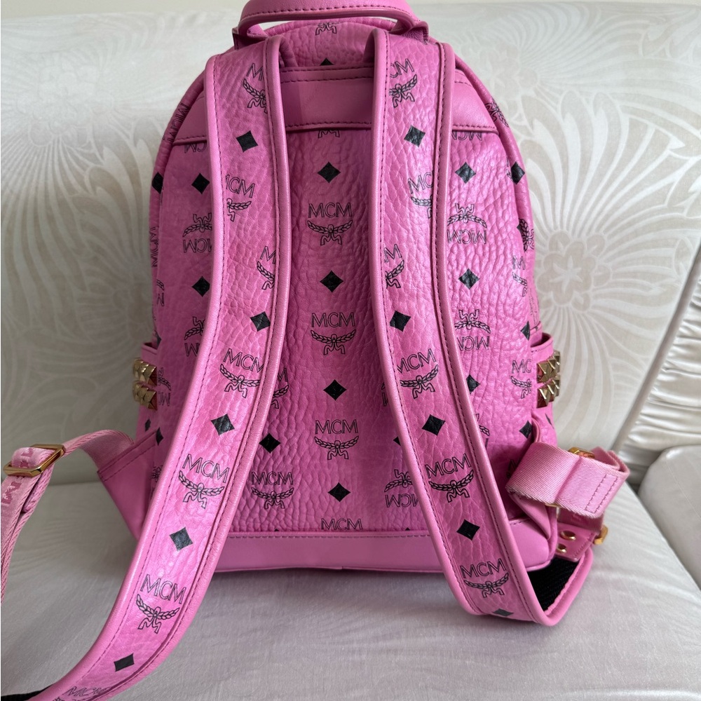 MCM Pink Backpack with Gold Accents - Picture 4 of 9